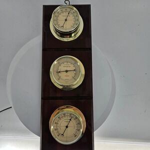 Sunbeam Vintage Weather Station Wood Wall Plaque Thermometer Barometer Humidity